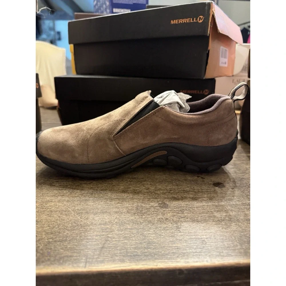 MERRELL MEN'S JUNGLE Mic LEATHER SLIP-ON SHOE SIZE 9 DARK EARTH
